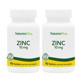 NaturesPlus Zinc 10 mg, frasco de 90 tabletas, apoyo a la inmunidad diaria.