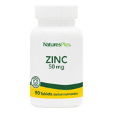 NaturesPlus Zinc 50 mg, frente del envase, apoyo diario al sistema inmune.
