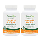 NaturesPlus Zumo de Naranja Jr. botella frontal, sabor natural para niños activos.