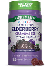 Nature's Truth gominolas para niños con saúco en envase, sabor agradable.