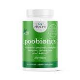 nbpure Poobiotics, bote de cápsulas, apoyo digestivo diario y equilibrio del microbioma.