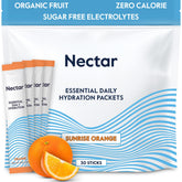 Nectar hidratación en polvo, caja sabor naranja para hidratación rápida.