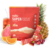 Nello Superfocus Fruta Punch, paquetes-palito para energía sostenida durante el día.