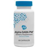 NeuroScience Alpha GABA PM, botella de cápsulas, apoyo al descanso nocturno.