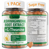 NEVISS Ashwagandha Gummies con empaque práctico para uso diario y relajación.