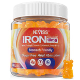 NEVISS gominolas de hierro vegano 18 mg para apoyo diario de energía.