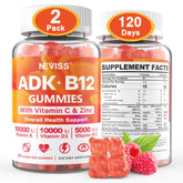 NEVISS gominas ADK-B12 frasco con sabor frambuesa sin azúcar