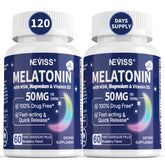 NEVISS Melatonina 50mg, dosis alta, inicio de descanso más rápido.