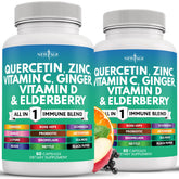 NEW AGE Quercetina con Zinc y Vitamina C en frasco para uso diario.