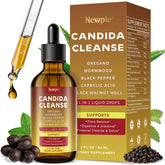 Newpie limpieza candida: botella con gotero para uso diario en el cuidado digestivo.