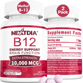 Nextdia B12 tableta sublingual sabor fresa para energía diaria y claridad