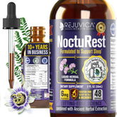 NoctuRest botella de líquido muestra la dosis para tomar antes de dormir