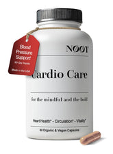 NØØT Cardio Care: botella frontal, apoyo natural para la salud cardiovascular diaria.