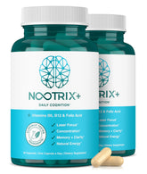 Nootrix Brain Plus: botella visible, facilita toma diaria para enfoque sostenido