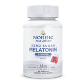 Gominolas Nordic Naturals sin azúcar frambuesa en frasco para descanso suave.