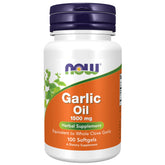 NOW Foods Aceite de ajo 1500 mg, cápsulas blandas, botella visible para uso diario.