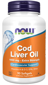 NOW Foods cápsulas aceite hígado bacalao, 1000 mg, apoyo nutricional diario