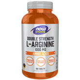 NOW Foods Arginina doble fuerza 1000 mg, botella frontal, apoyo general para entrenamiento.