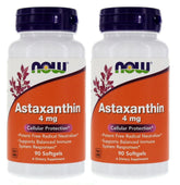 NOW Foods Astaxantina 4 mg, cápsulas blandas en botella, apoyo antioxidante diario.
