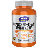 NOW Foods BCAA botella de cápsulas vegetales para entrenamiento y energía sostenida
