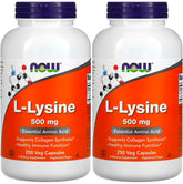 NOW Foods Lisina L 500 mg cápsulas en botella, posible apoyo a la síntesis de proteínas.