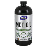NOW Foods MCT 100% Oil, botella frontal para energía suave en desayunos.