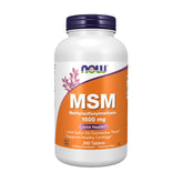 NOW Foods MSM 1500 mg tabletas en botella, apoyo a la movilidad diaria.
