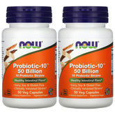 NOW Foods Probiotic10: botella frontal para apoyo digestivo diario
