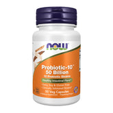 NOW Foods Probiótico-10, frasco frontal para apoyo digestivo saludable.