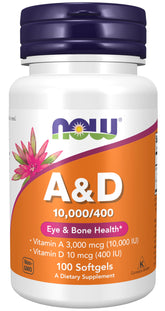 NOW Foods Vitamina A y D cápsulas blandas en botella, favorece la salud ocular y ósea