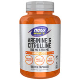 NOW Foods Arginina Citrulina - botella para energía durante entrenamientos.