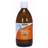 NOW Foods Omega-3 Aceite Pescado Limón, botella, sabor suave para uso diario.