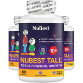 NuBest Tall 10+ botella frontal, posible apoyo al desarrollo óseo en jóvenes.
