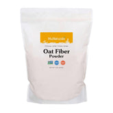 NuNaturals fibra de avena polvo en envase, ideal para batidos y tablas de mezcla.
