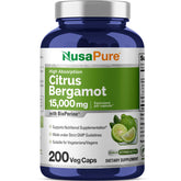 NusaPure Citrus Bergamot, cápsulas en botella de 200, para apoyo diario
