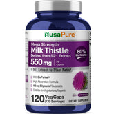 NusaPure Cardo Mariano cápsulas 550 mg, envase práctico para uso diario.