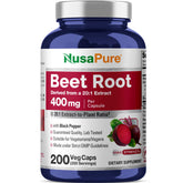 NusaPure remolacha orgánica 400 mg en envase, conveniente para la rutina diaria.
