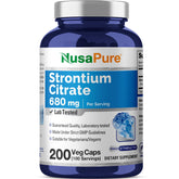 NusaPure Strontium Citrate, frasco de cápsulas vegetales, opción diaria para uso diario