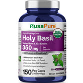 NusaPure Tulsi orgánico, envase de cápsulas para uso diario y práctico