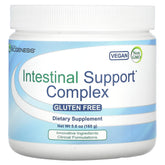 Nutra BioGenesis envase de polvo mostrando el complejo intestinal para apoyo digestivo diario.