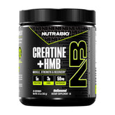 NutraBio Creatine HMB polvo sin sabor para mezclar rápido en agua.