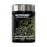 NutraBio Unbound BYLD: vista de la botella para apoyar crecimiento muscular.
