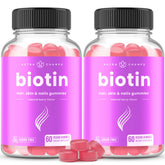 NutraChamps Biotina 10000 mcg – gominolas con sabor frambuesa para cabello y uñas sanos.