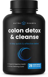 NutraChamps Colon Cleanse en botella para apoyar una limpieza intestinal suave.
