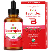 NutraChamps Kids B Complex: botella de gotas para energía diaria en niños.