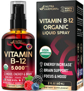NutraHarmony B12 spray 5000mcg: aplicación sublingual rápida para energía diaria