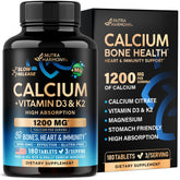 NutraHarmony Calcio 1200mg, botella frente, soporte para la salud ósea.