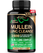 NUTRAHARMONY Mullein Capsules frente a la botella, apoyo suave para la respiración.