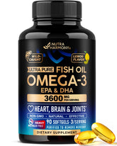 NutraHarmony Omega-3 frasco limón: sabor cítrico suave para uso diario.
