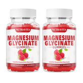 Gomitas Nutravita magnesio glicinato frambuesa en botella para consumo diario.